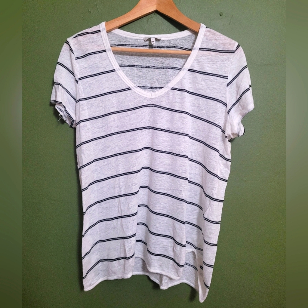 Joie Striped Linen Tee Shirt Size Small